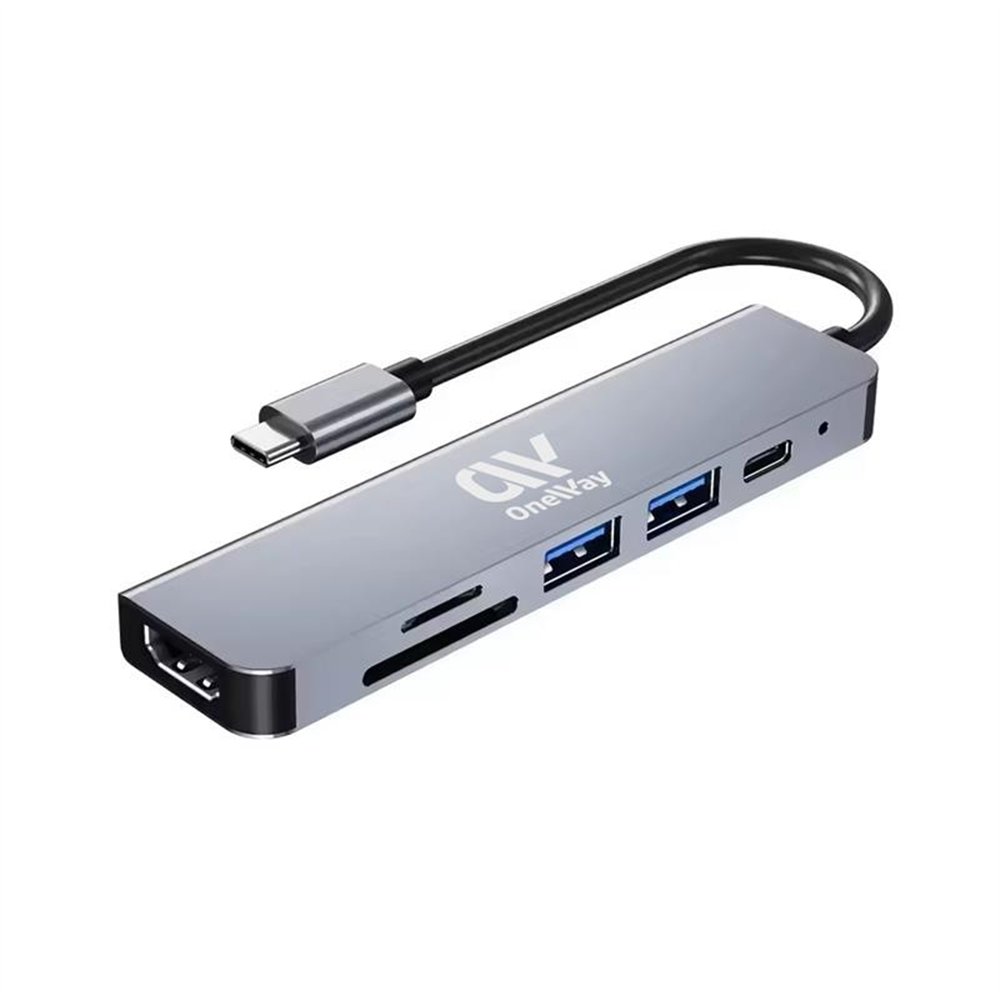 Dock Hub Oneway Usb-c 6 En 1 Hdmi 4k/2 Usb 3.0/usb-c/sdmicro Sd Grey