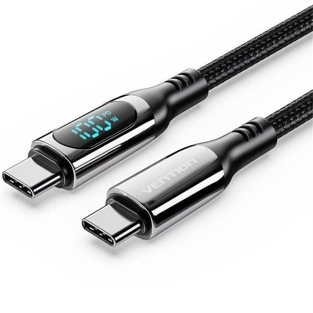Cable Usb Vention Tipo Usb-c/m-c/m Pantalla Led 5a Pd100w 12m Black