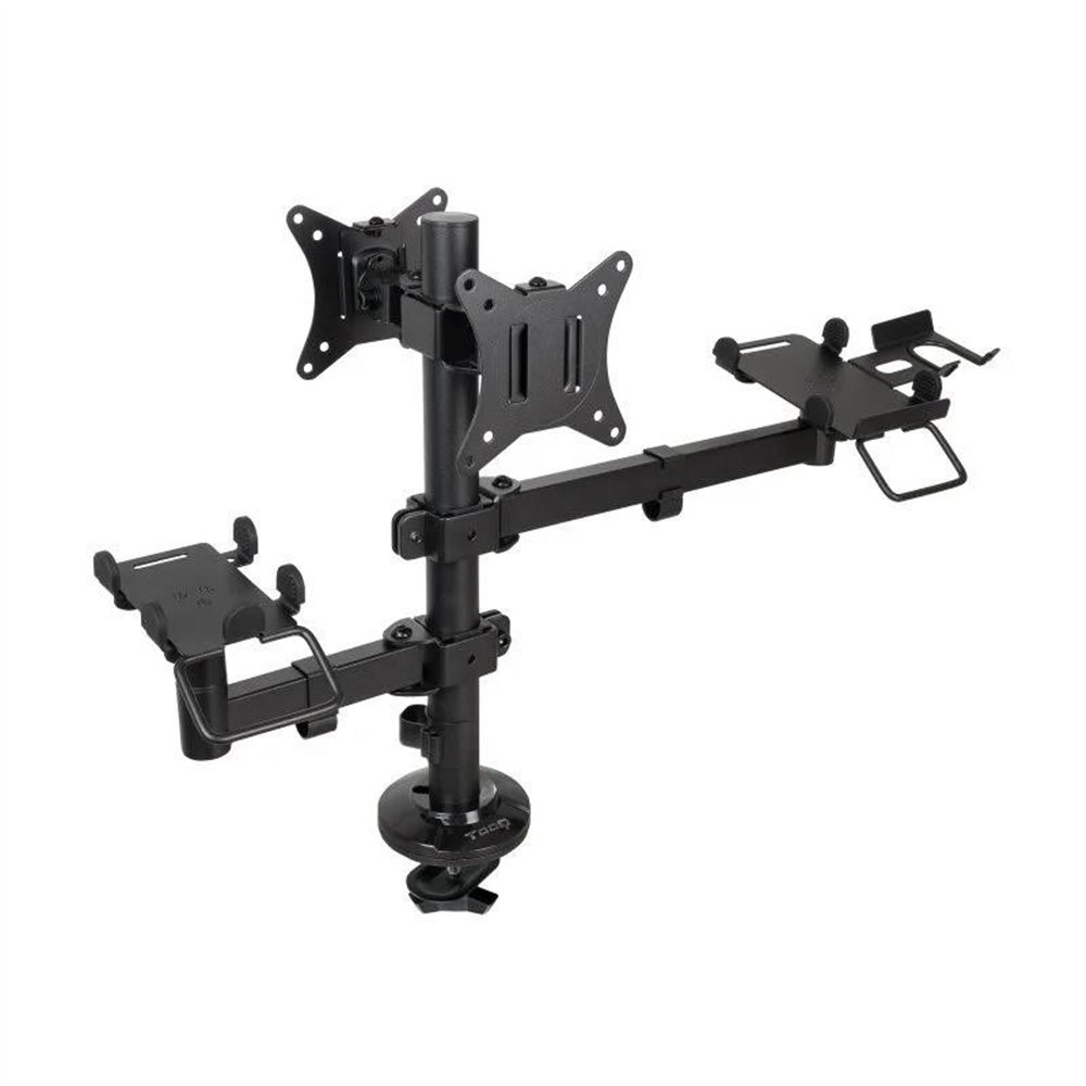 soporte de mesa tooq monitor + impresora + terminal 17-32 2 brazos black