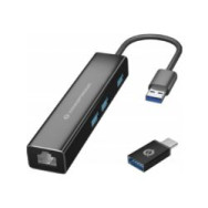 Hub Conceptronic Usb-a A 3usb-a 1xrj45 Negro (donn07ba)