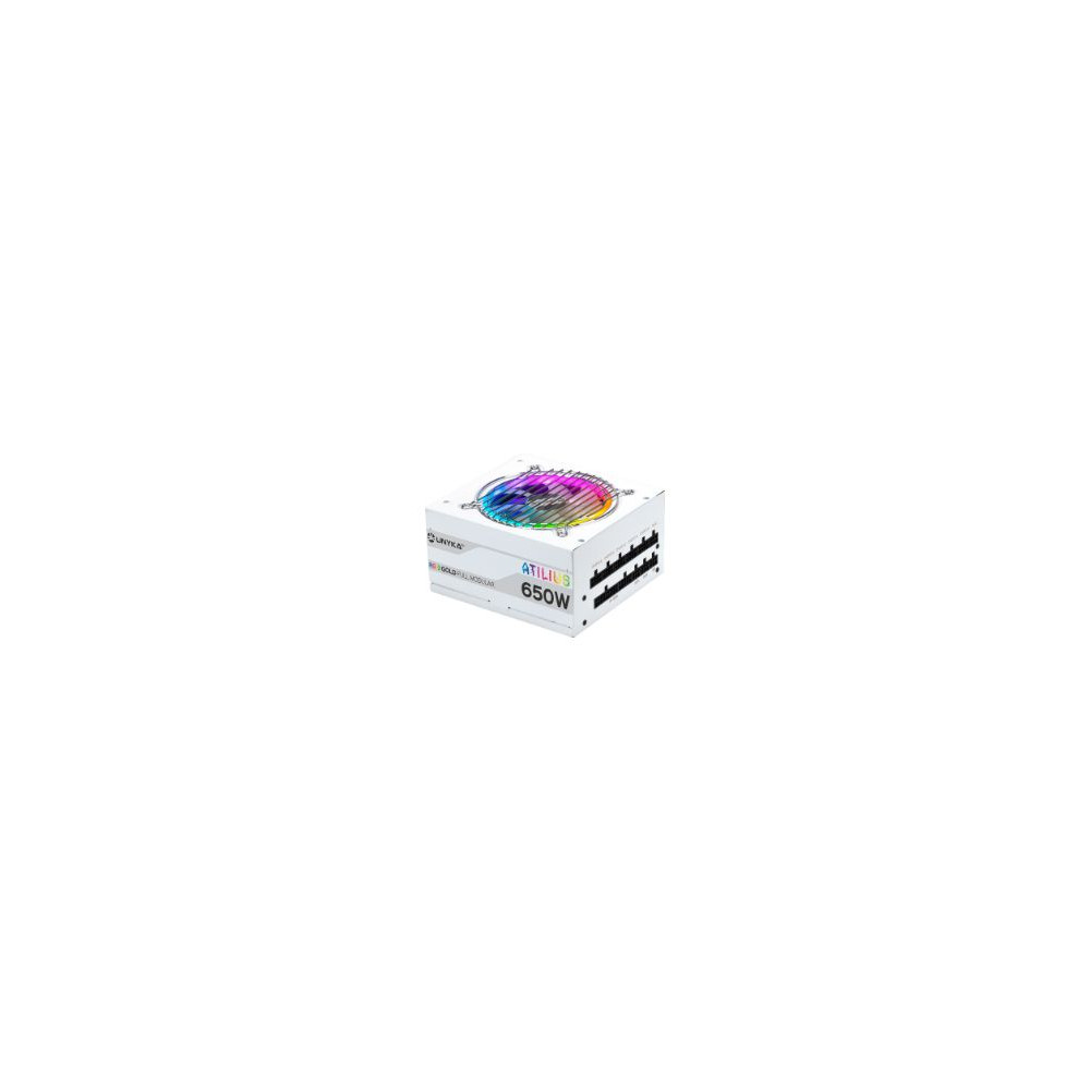 Fuente Unyka Atilius Atx 650w 90% Rgb Blanca (uk521204)