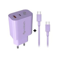 Cargador Nubbeh Bhoot 30w Cable Usb-c/c 60w 1.5m Lila