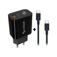 Cargador Nubbeh Bhoot 30w Cable Usb-c 18w 1.5m Negro