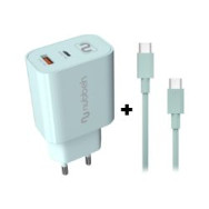Cargador Nubbeh Bhoot 30w Cable Usb-c 60w 1.5m Turquesa