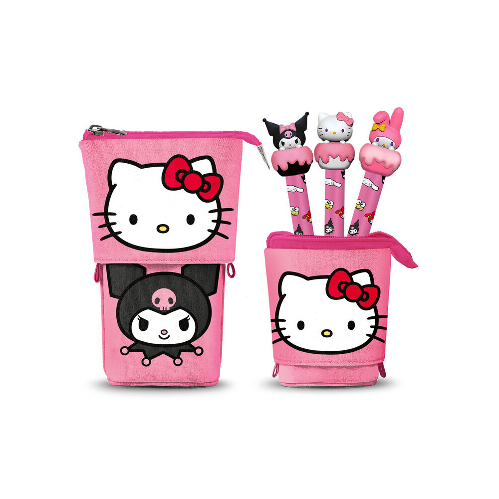 Portatodo + 3 boligrafos borrables Hello Kitty
