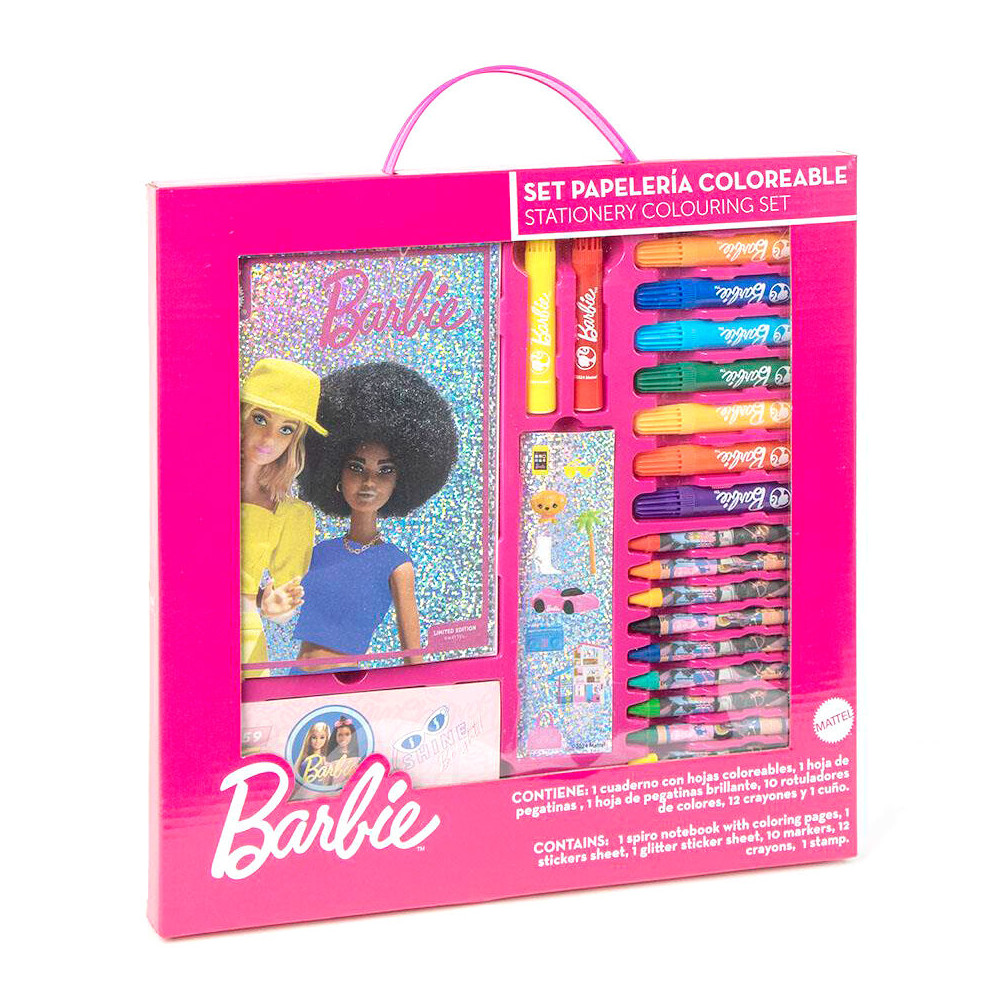 Set papeleria coloreable Barbie