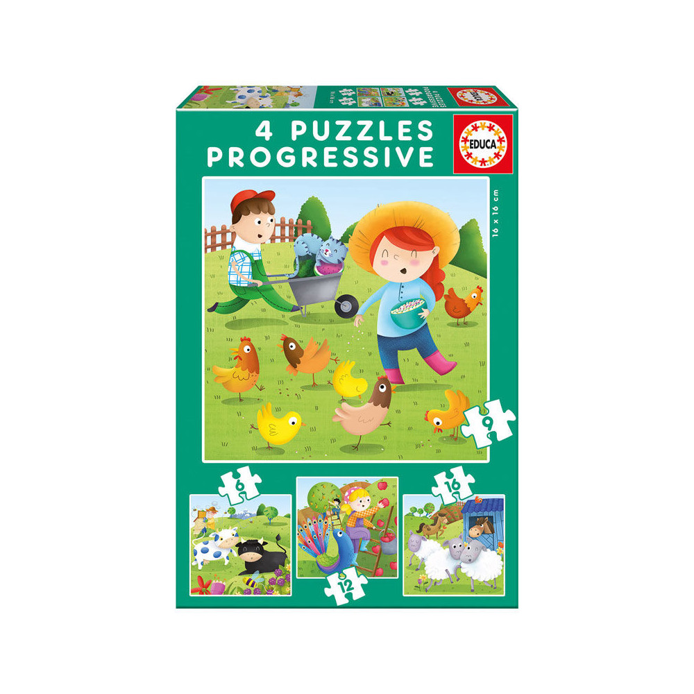 Puzzle Progresivo Animales de la Granja 6-9-12-16pzs