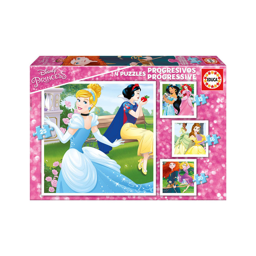 Puzzle Progresivo Princesas Disney 12-16-20-25pzs