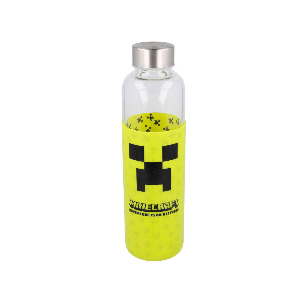 Botella cristal Minecraft funda silicona 585ml