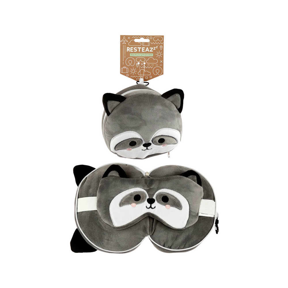 Almohada viaje antifaz Mapache Relaxeazzz