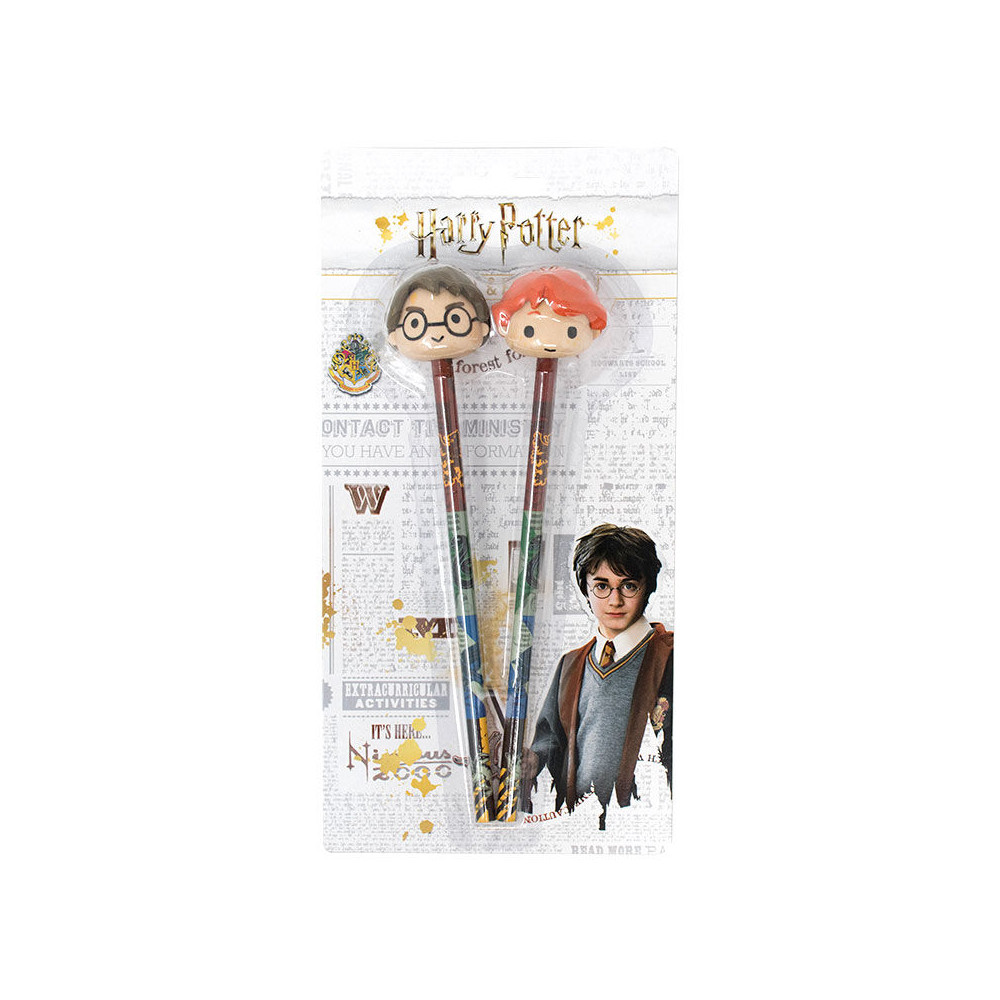 Blister 2 lapices con goma 3D Harry Potter