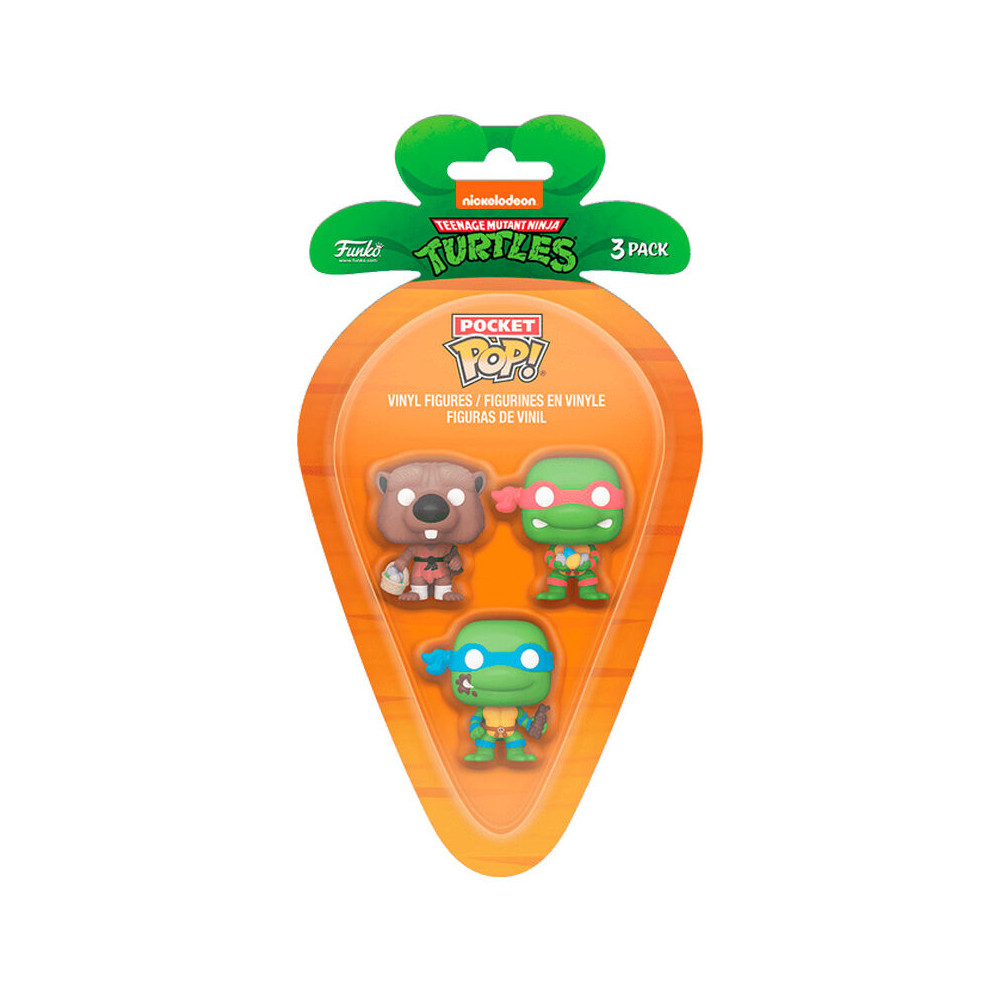 Blister 3 figuras Carrot Pocket POP Tortugas Ninja Splinter Leonardo Raphael Pascua