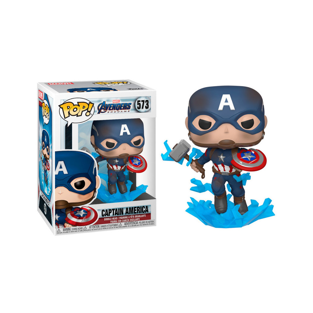 Figura POP Marvel Avengers Endgame Captain America with Broken Shield & Mjolnir