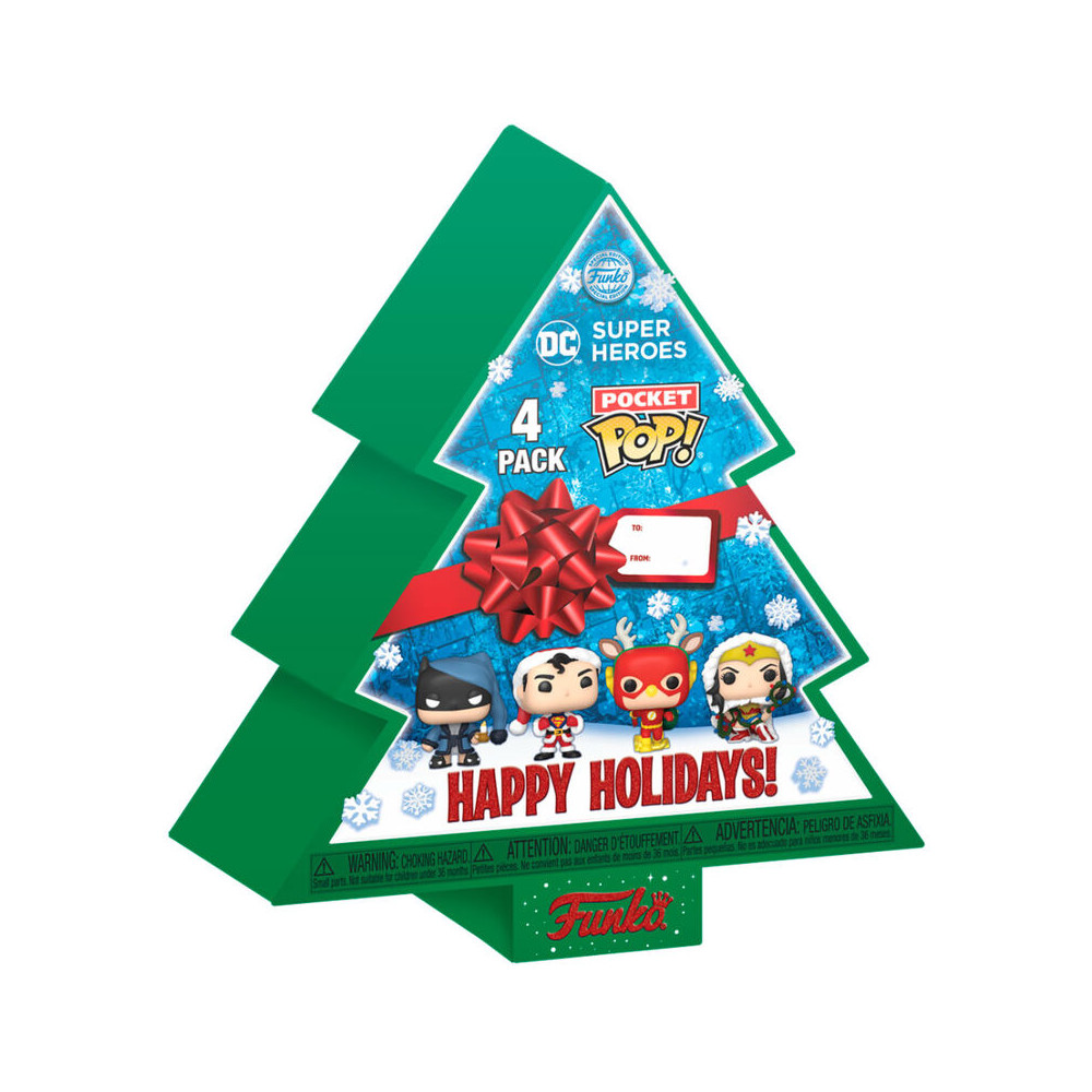 Arbol con 4 figuras Pocket POP DC Comics Happy Holidays