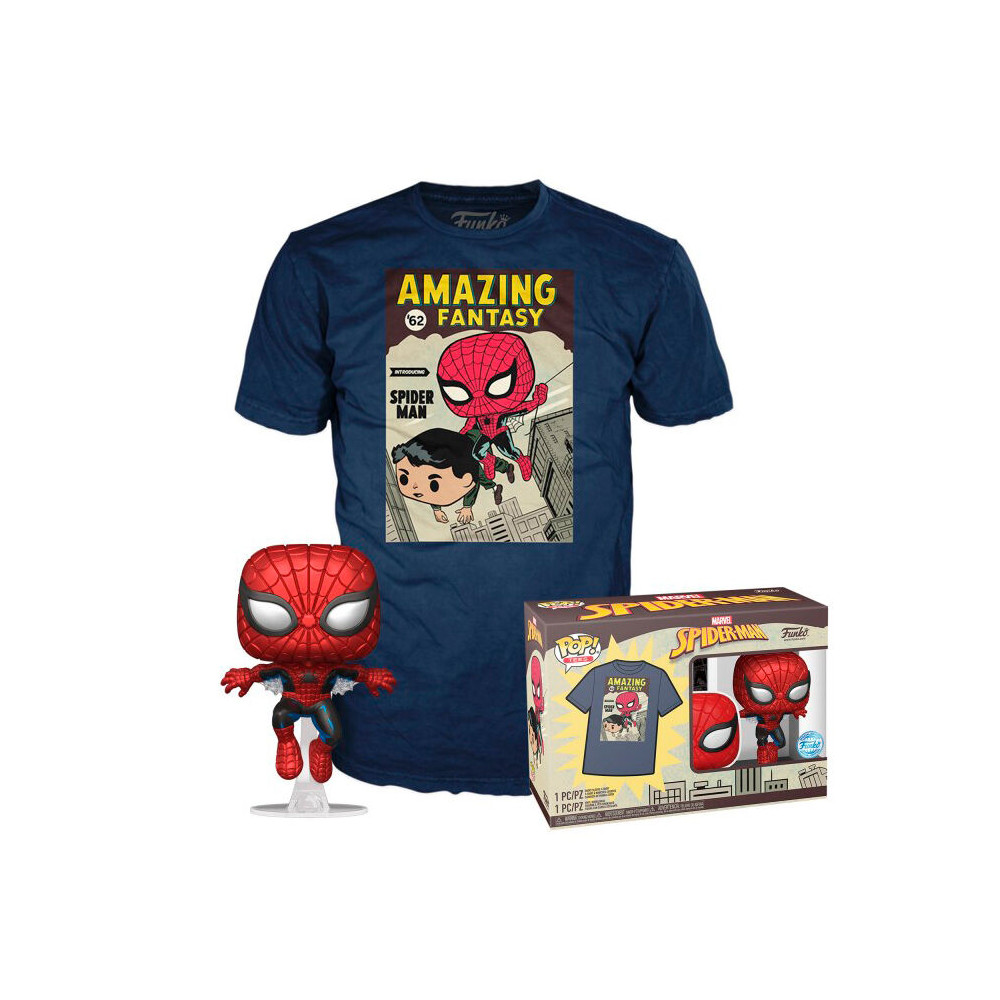 Set figura POP &38 Tee Marvel Spiderman Comic Cover