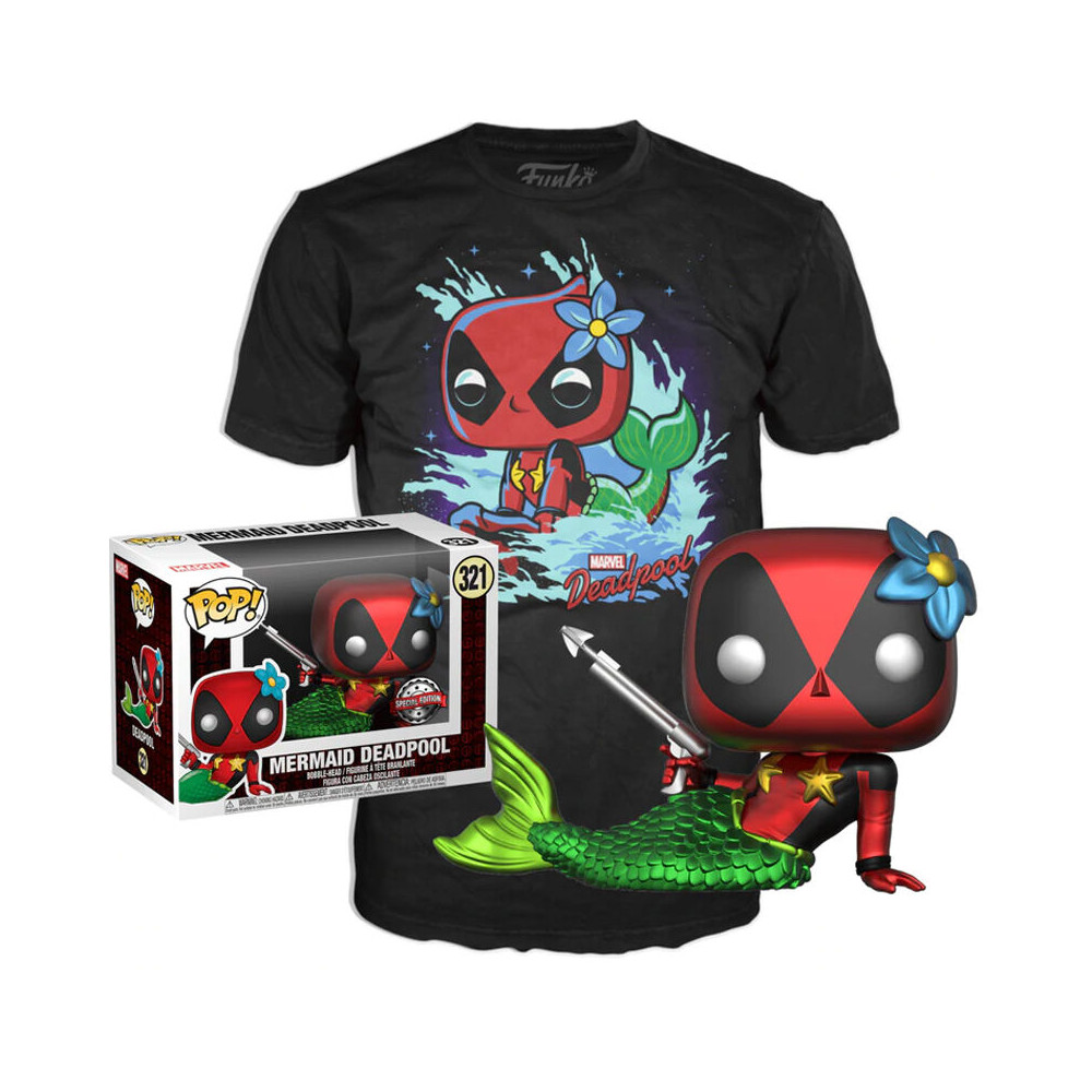 Set figura POP & Tee Marvel Deadpool Mermaid Exclusive L