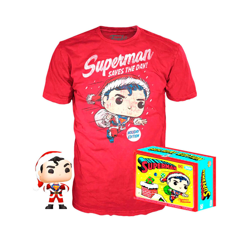 Set figura POP & Tee DC Comics Superman Exclusive Flocked