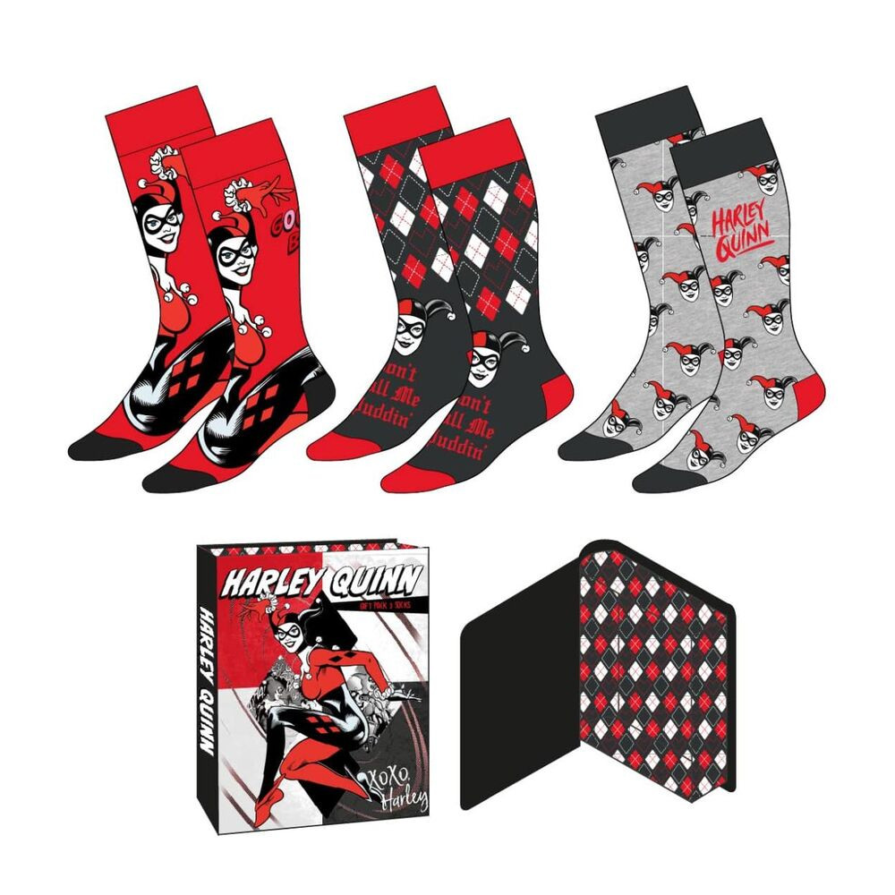 Set 3 calcetines Harley Quinn DC Comics adulto
