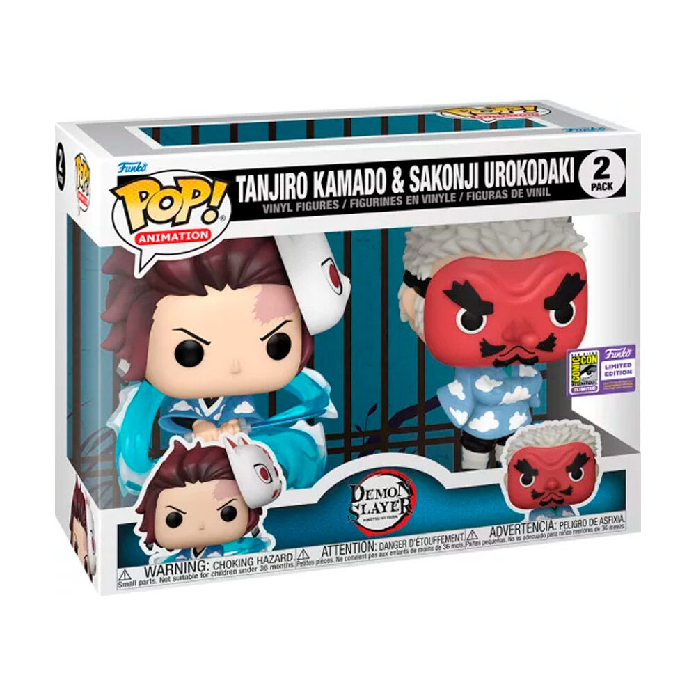 Blister 2 figuras POP Demon Slayer Kimetsu no Yaiba Tanjiro Kamado & Sakonji Urokodaki
