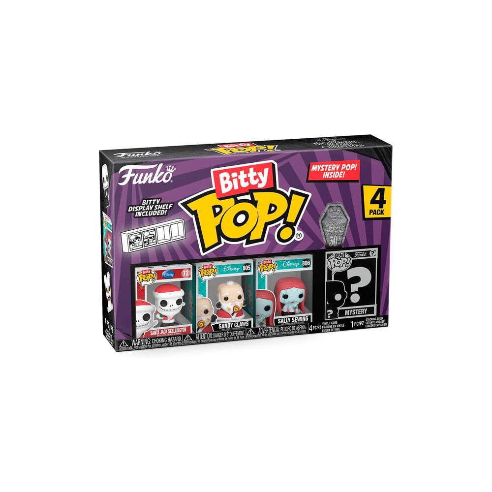 Blister 4 figuras Bitty POP Disney Pesadilla Antes de Navidad Santa Jack