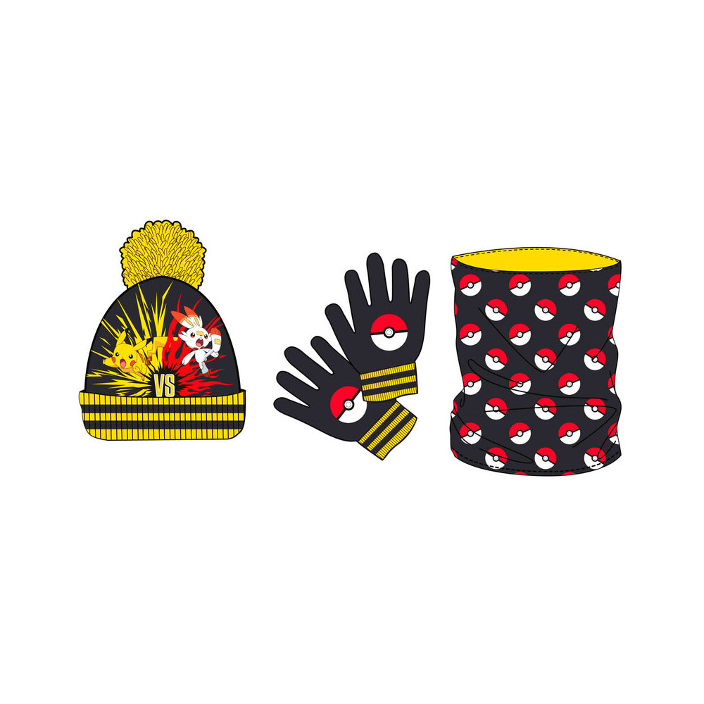 Set gorro braga cuello y guantes Pokemon
