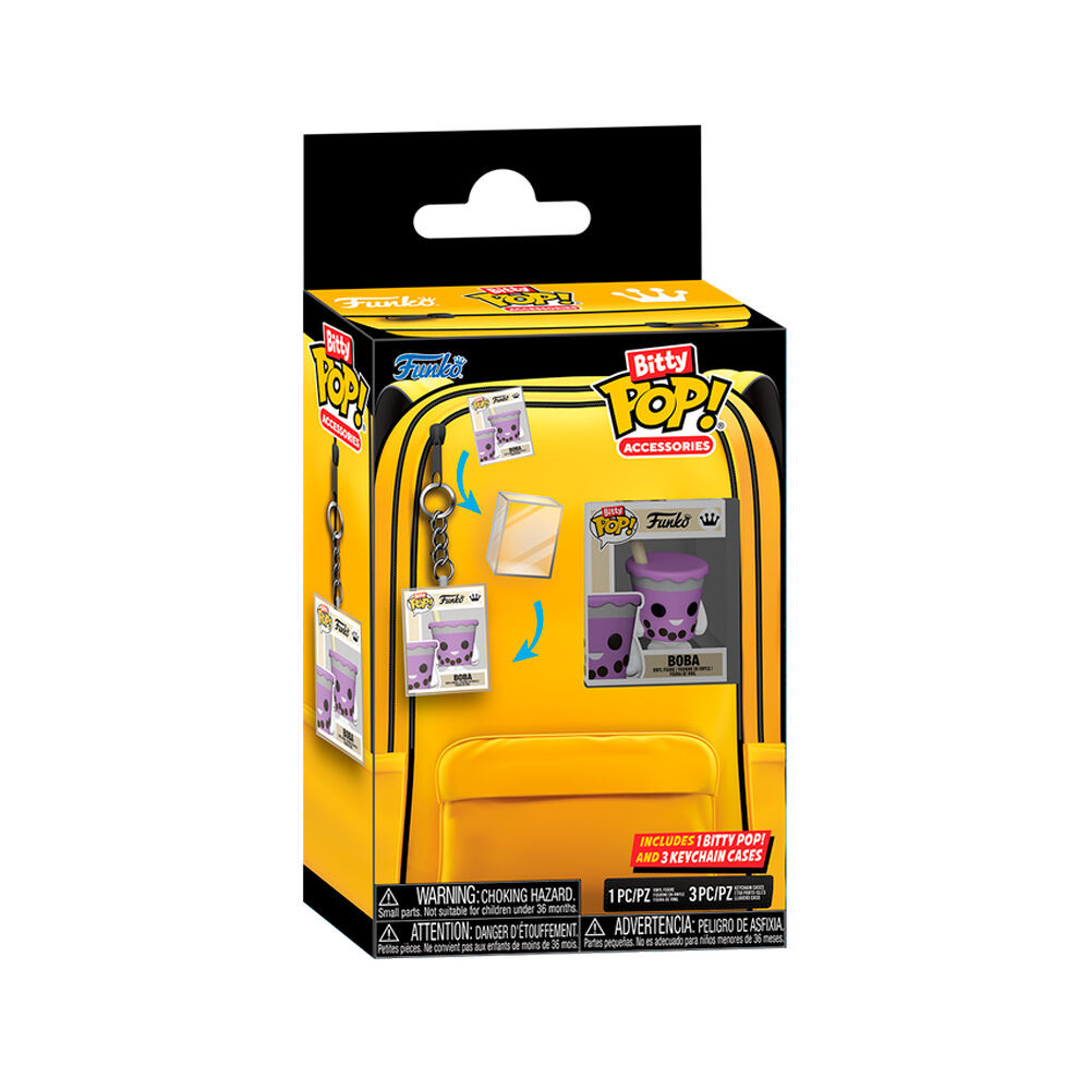 Blister 3 llaveros con caja Bitty POP + figura Bitty POP Wearables