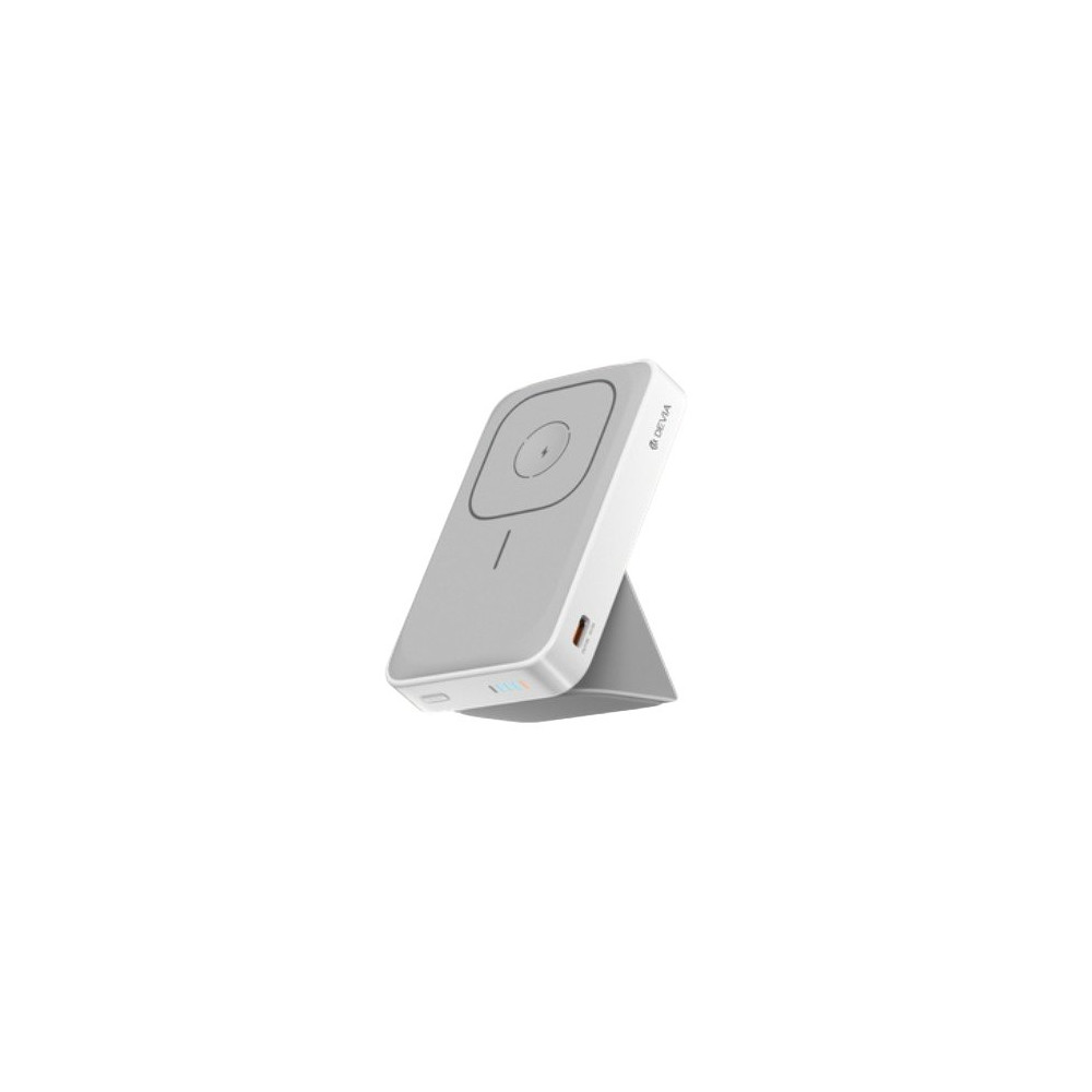 DEVIA BATERIA AUXILIAR MAGNETICA CON SOPORTE 3 EN 1 10000MAH BLANCO