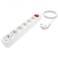 regleta aisens 6 schukos proteccion interruptor 1,4m white