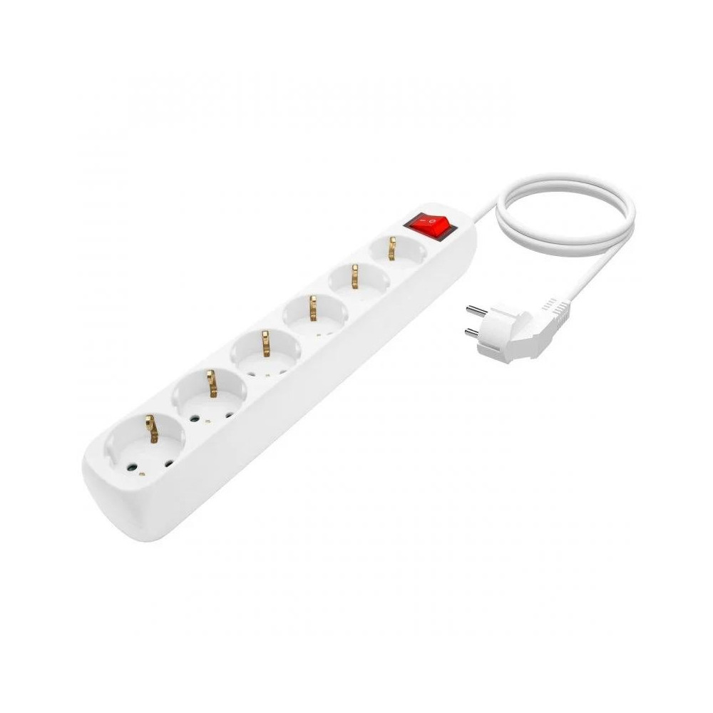 regleta aisens 6 schukos proteccion interruptor 1,4m white