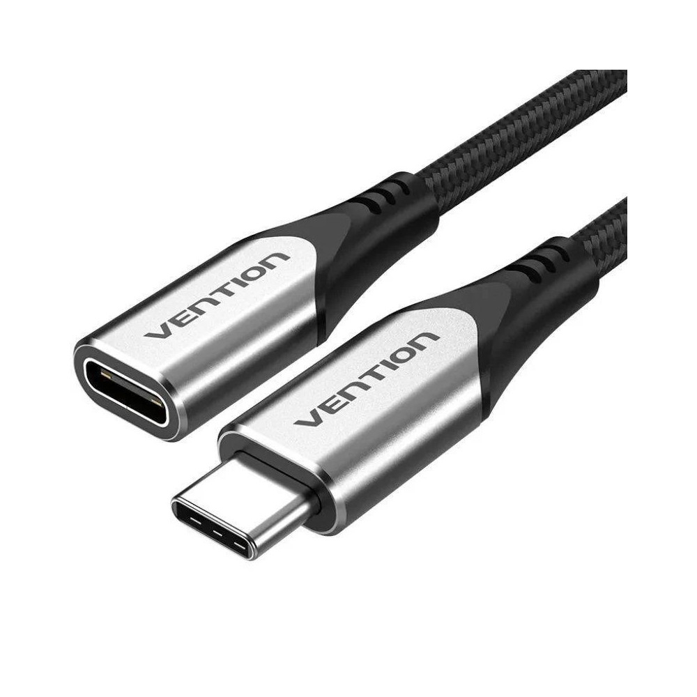 cable alargador usb-c 3.1 vention tipo usb-c/m - usb-c/h 1m grey/black