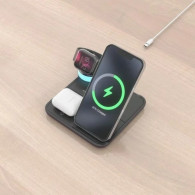 base cargador aisens smartphone/apple watch/auriculares wireless 15w usb-c black