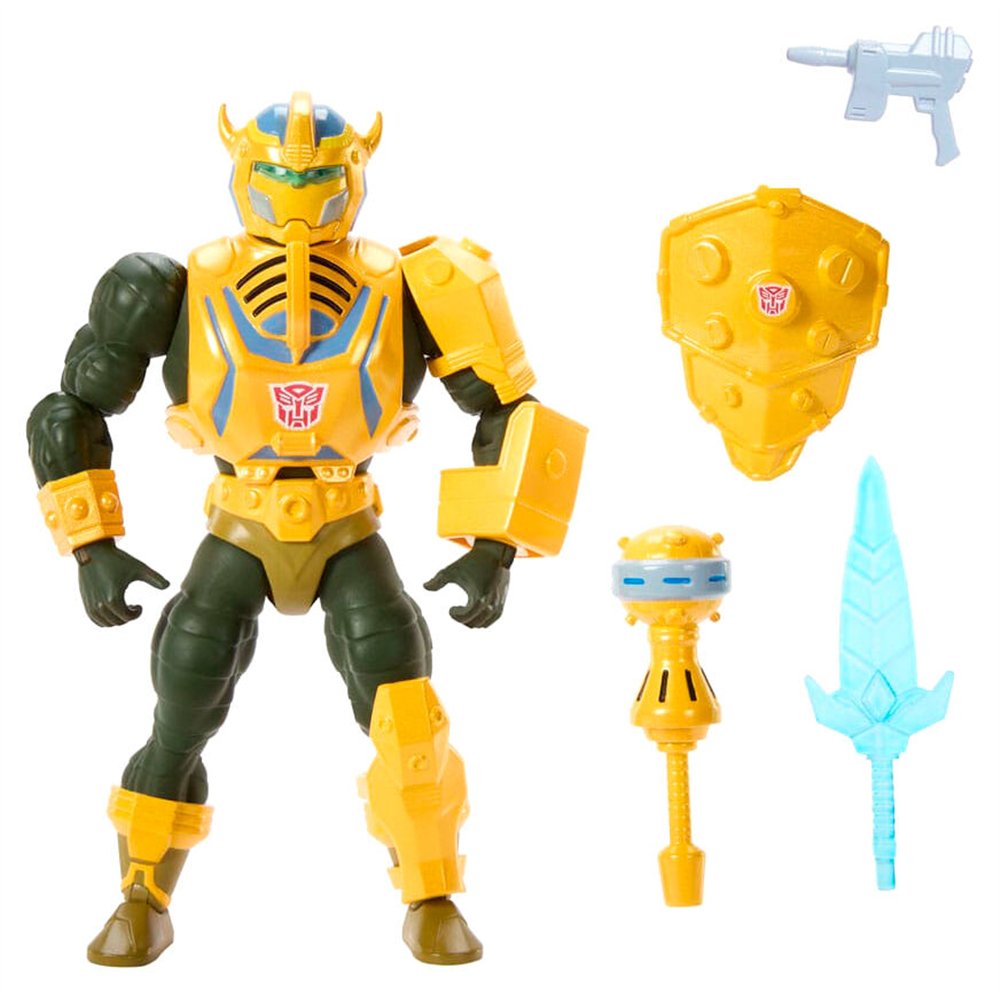 figura man-at-arms bumblebee transformers masters of the universe 14cm
