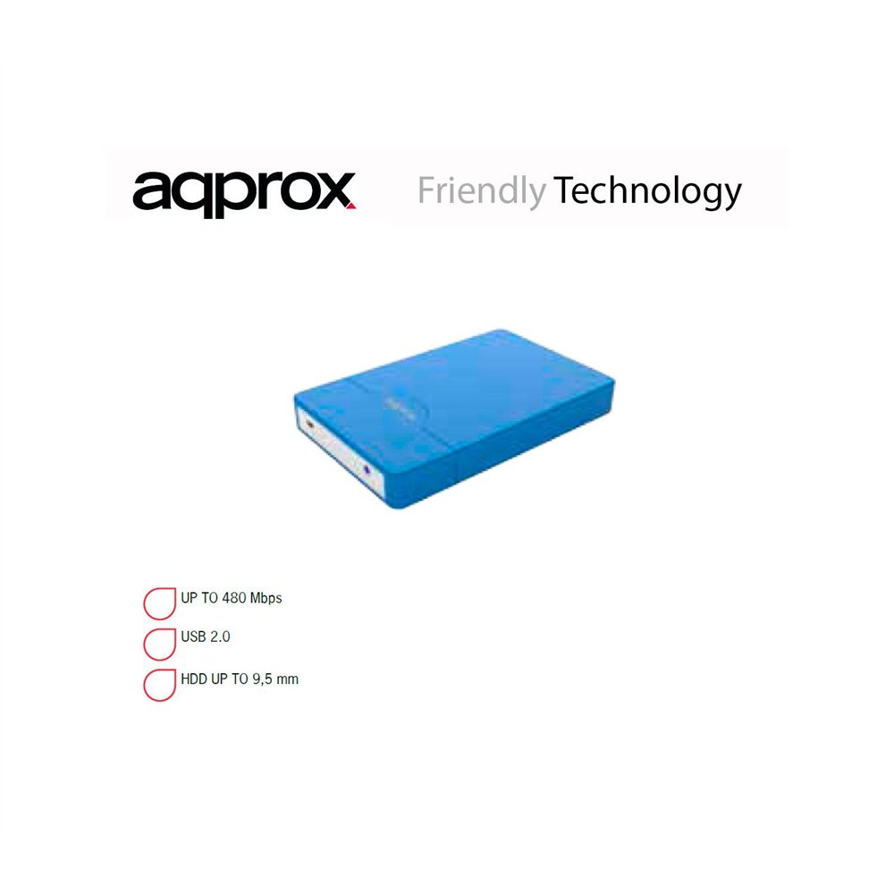 Caja 25 approx usb 20 apphdd09lb azul sata