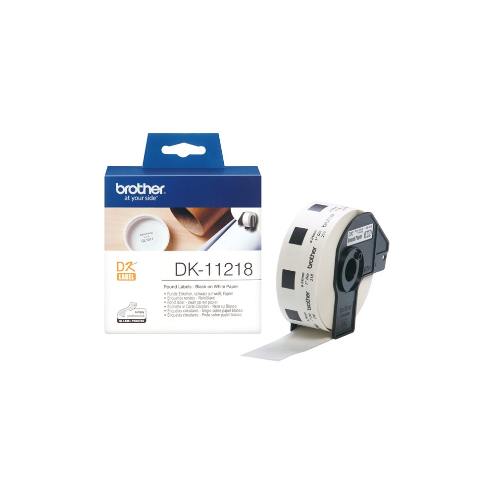 Etiquetas brother dk11218 circulares 24mm 1000ud