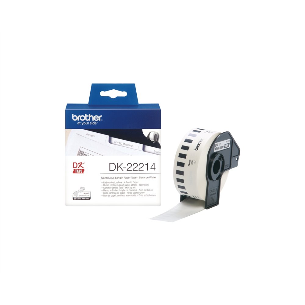 Cinta brother dk22214 papel continuo blanca 12x30,48mm