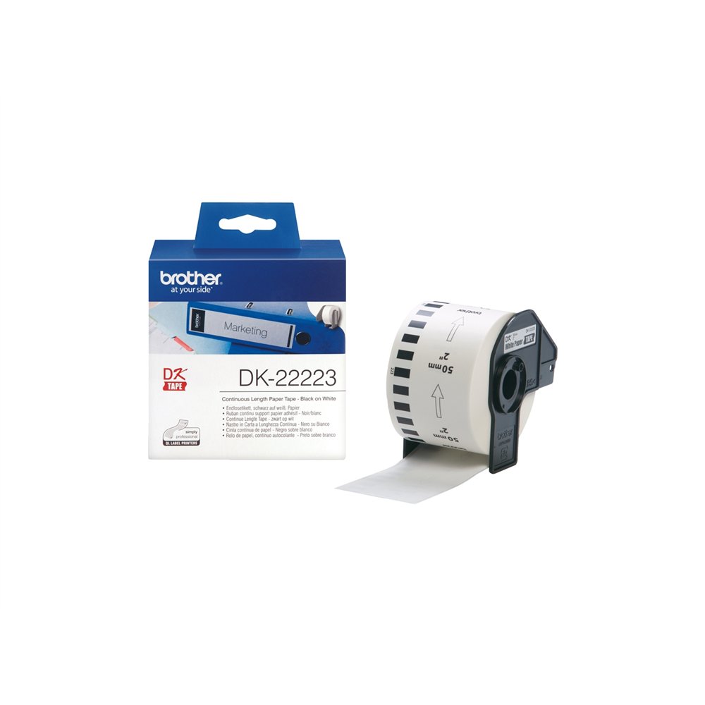 Cinta brother dk22223 papel continuo blanco 50x30,48mm