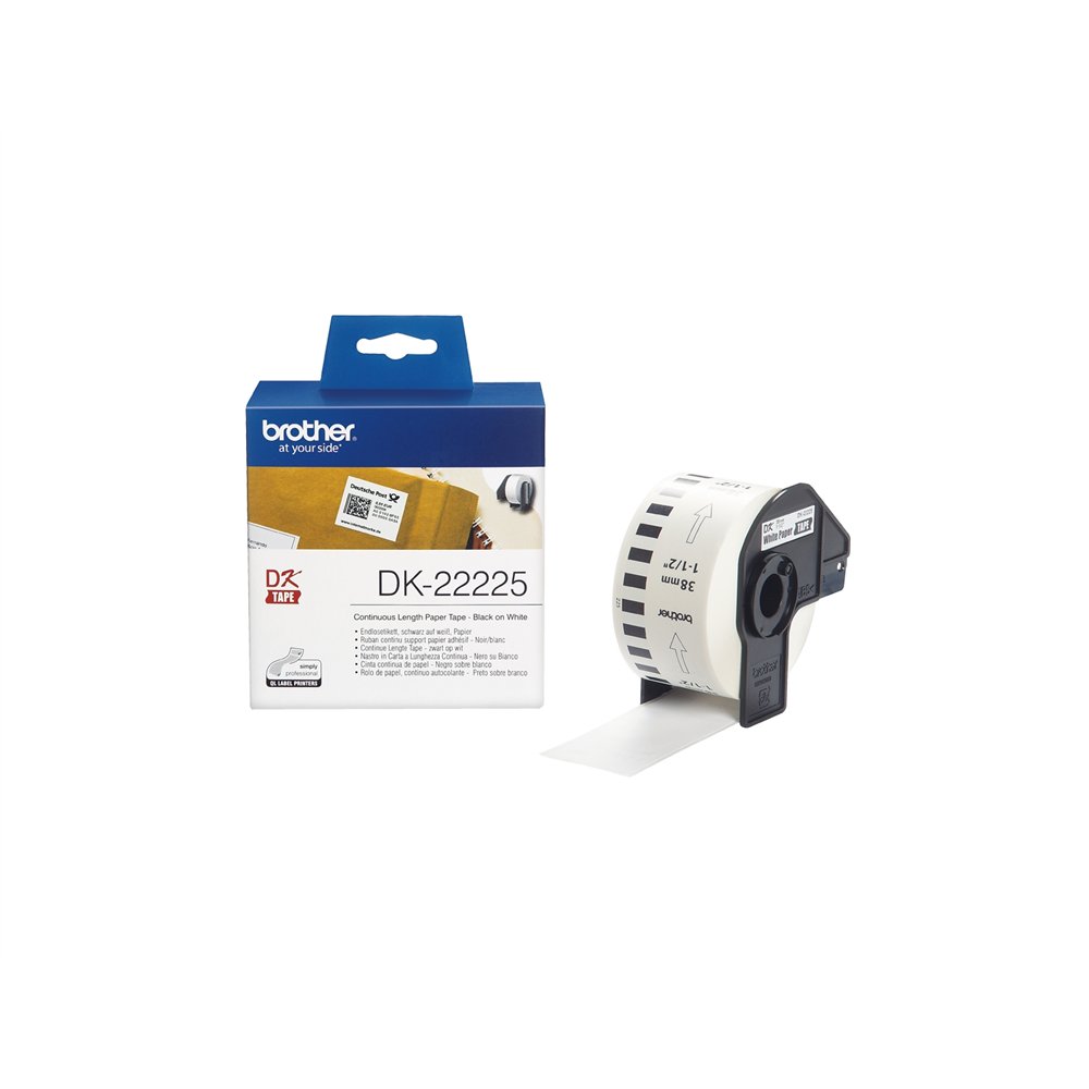 Cinta brother dk22225 papel continuo blanco 38x30.48mm