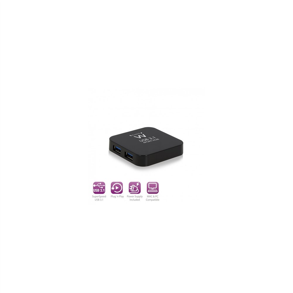 hub ewent usb 3.1 4 puertos ac power negro ew1134