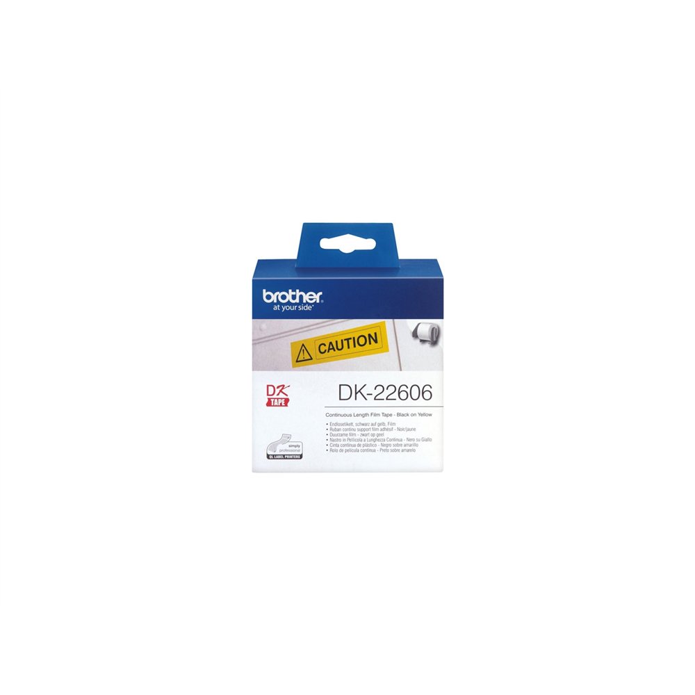 cinta etiquetas brother dk-22606 pelicula plastica continua amarilla 6,2 cm x 15,2 m dk22606