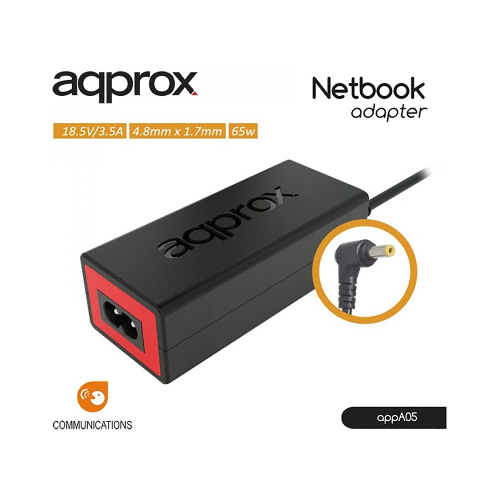 Cargador portatil approx especifico hp 65w 4.8 x 1.7 mm appa05