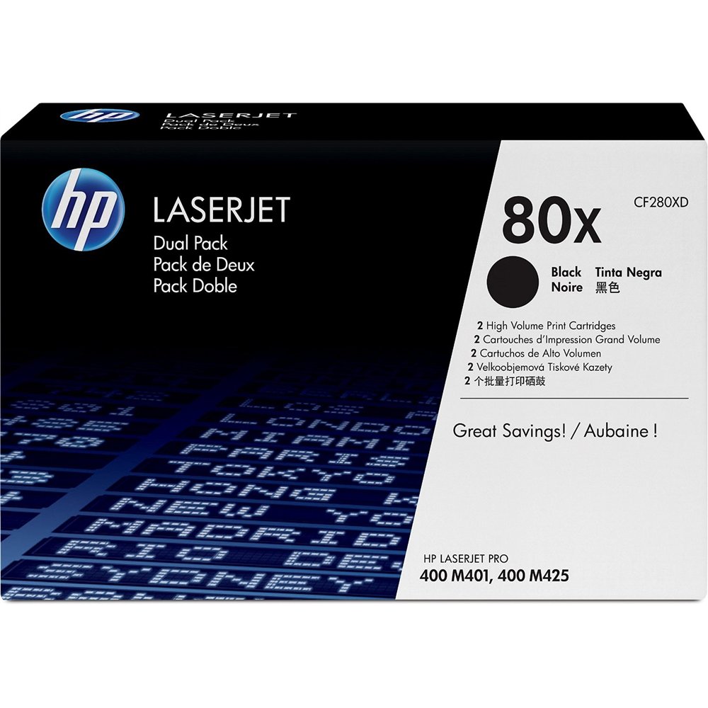 Toner hp 80x negro dual pack cf280xd