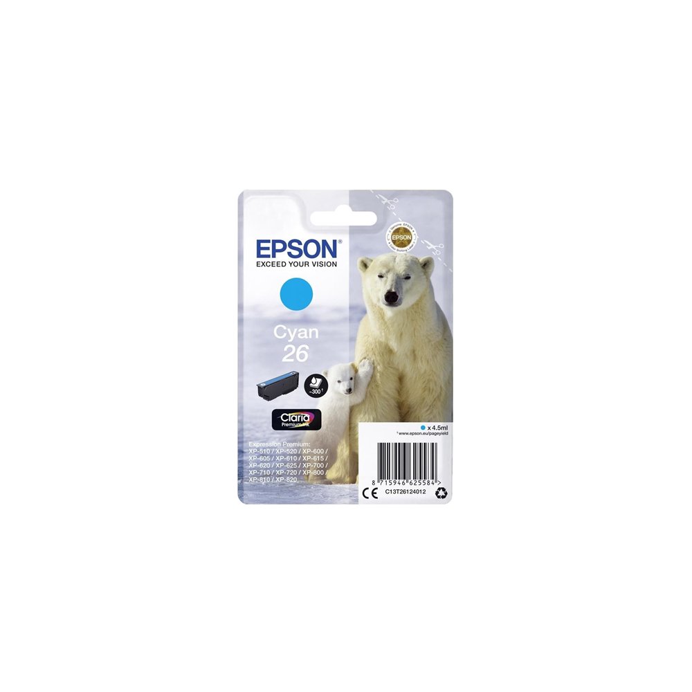 Cartucho epson 26 cian c13t26124012
