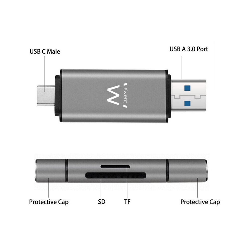 Ewent ew1075 multilector tarjetas usb 3.0 tipo c/ tipo a negro