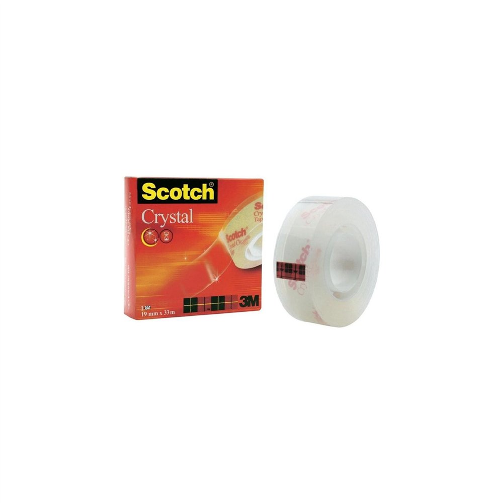 Cinta adhesiva crystal supertransparente acabado satinado - no amarillea - 33x19 mm - scotch 70005242493