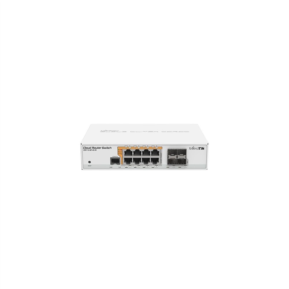 Switch mikrotik 8ptos gigabit 4ptos sfp blanco crs112-8p-4s-in
