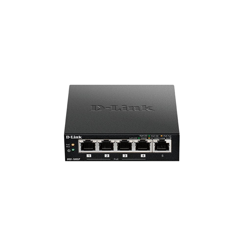 Switch d-link 5 ptos gigabit 4 ptos poe negro dgs-1005p