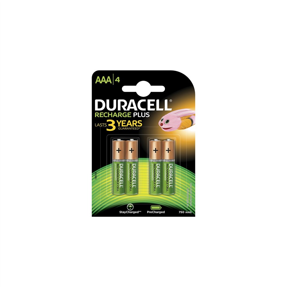 Duracell pila recargable hr03 aaa 750mah blister*4