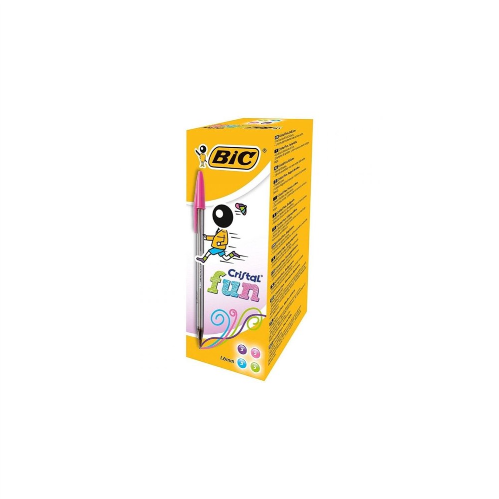 Boligrafos bic cristal fun colores surtidos rosa-lila-lima-turquesa caja 20 ud. 895793