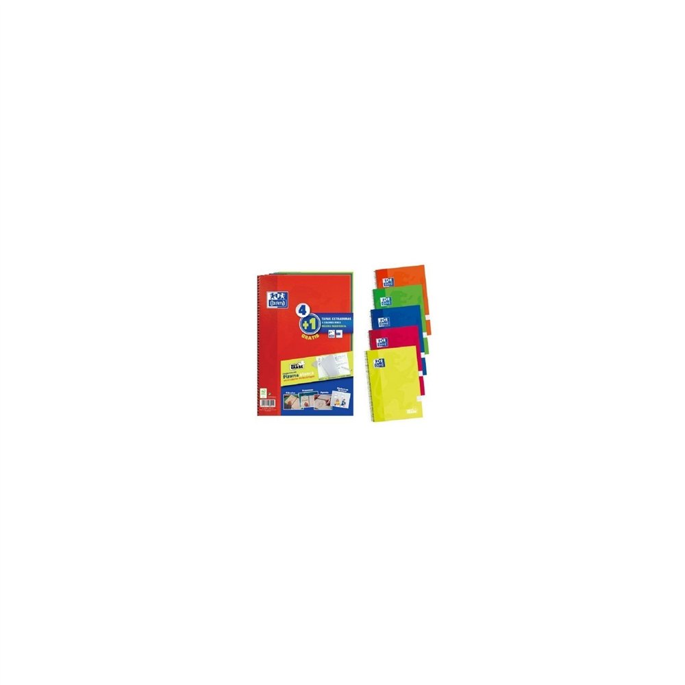 Pack de 4+1 cuadernos con pizarra blanca en tapas oxford a4+ tapas extraduras colores surtidos 400122761