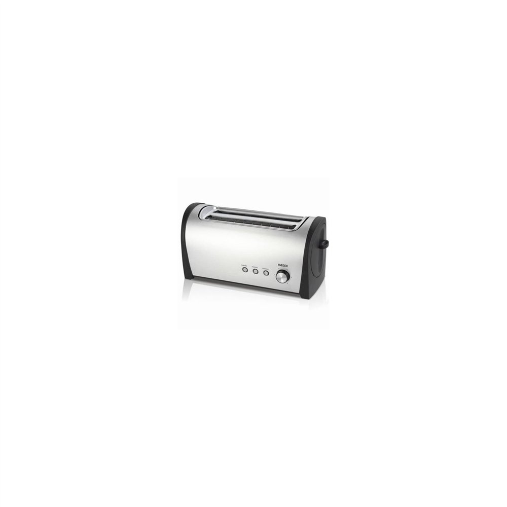 Tostador de pan haeger desayuno plus 1400w 2 ranuras largas 6 posiciones tostado to-14d.010a